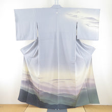 Load image into Gallery viewer, Attached single -sided residence lashes with a single crested scenery pattern Pastel wide collar silk tailoring kimono 156cm