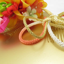 Load image into Gallery viewer, Hair ornaments / Kanzashi kimono flower Yellow x Multicolor knob