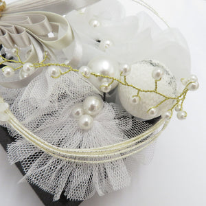 Hair ornaments / Kanzashi kimono flower white pearl tulle lace knobs adult ceremony graduation ceremony wedding formal white