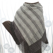 Load image into Gallery viewer, Shawl Race Shawl Charcoal Gray x Silver Lace knitting Fringe Square Box Length 115cm