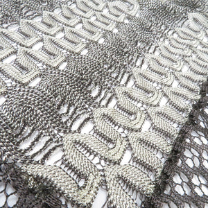 Shawl Race Shawl Charcoal Gray x Silver Lace knitting Fringe Square Box Length 115cm