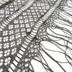 Shawl Race Shawl Charcoal Gray x Silver Lace knitting Fringe Square Box Length 115cm