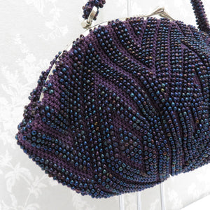 Japanese Bag Bead Bead Purple x Navy Handbag Kimono Bag Western Western -style accessories