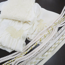 Load image into Gallery viewer, Obi tightening / obi -fried set 10 points set together White Maru Marugumi Plague Formal squeezing Silk 100% Pure Silk Kimono Accessories Obi White x Gold