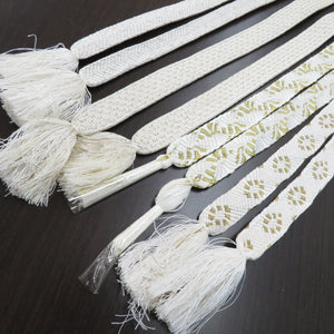 Obi tightening / obi -fried set 10 points set together White Maru Marugumi Plague Formal squeezing Silk 100% Pure Silk Kimono Accessories Obi White x Gold