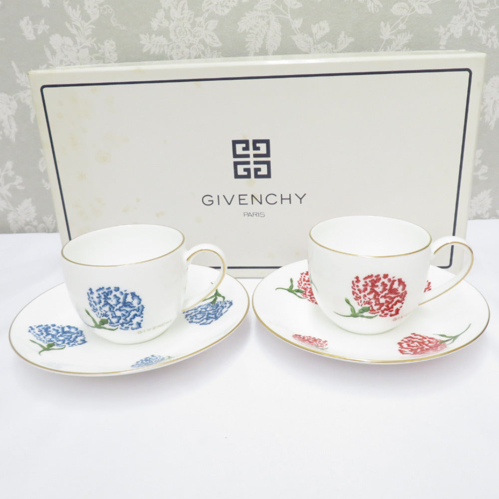 GIVENCHY ジバンシィ 食器 yamaka 山加商店 カップ＆ソーサー コーヒーカップ 2客セット カーネーション 箱有