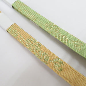 Set of 2 bands collectively set flat group string silk 100%beige orange white green gold pure silk kimono belt