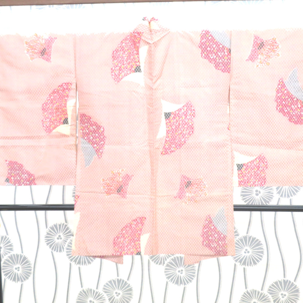 Haori Antique Pink Ichimushi Pine Poula Peacock Fleet Court Pure silk Modern Taisho Roman Roman Kimono Star Height 86cm