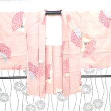 Load image into Gallery viewer, Haori Antique Pink Ichimatsu Poula Peacock Fleet Court Pure Silk Modern Taisho Roman Roman Kimono Kimono 86cm