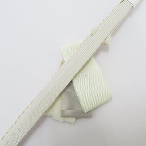 Obi tightening kimono belt 〆 white × gold ribbon pearl flower gold yarn 100% flat -grained adult ceremony graduation ceremony kimono length 154cm