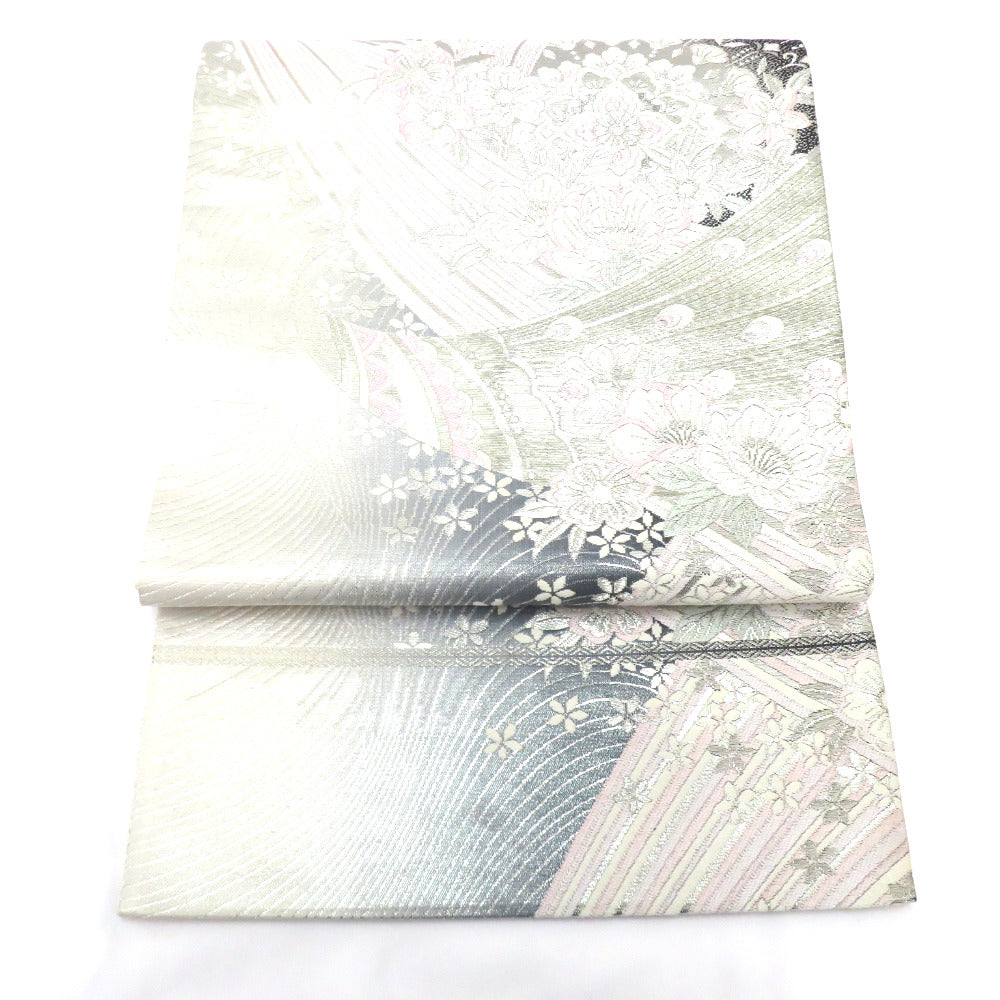 R22JK 今月のきしや特集 格上のフォーマル 極上袋帯 袋帯 銀色 黒×白