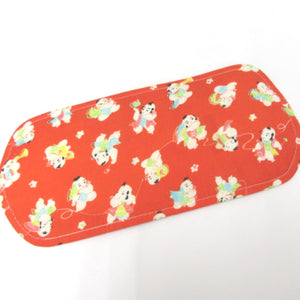 4 -piece set for girls Board Pillow Wa wah, Red Shichigo 3 Children's Kimono Kimono Karako pattern