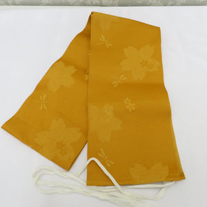 Yukata belt band Mastered belt mustard yellow cherry blossoms and dragonfly half -pattern half -width accessories For simple yukata