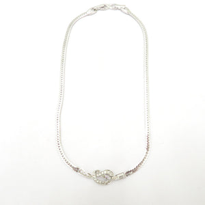 NINA RICCI Ninarich Necklace Rhinestone Kihei Chain Silver Color Box available