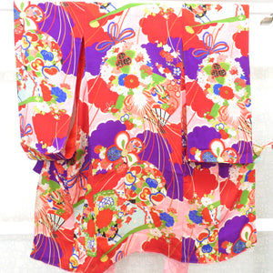 Children's kimono antique antique pure silk lined flower kusuda kimono kusumu 様 文 文 文 文 文 文 文 文 文 文 色 色 色