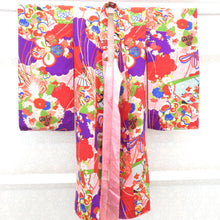 Load image into Gallery viewer, Children&#39;s kimono antique antique pure silk lined flower kusuda kimono kusumu 様 文 文 文 文 文 文 文 文 文 文 色 色 色