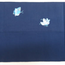 Load image into Gallery viewer, Nagoya obi pure silk blue embroidery butterfly pattern