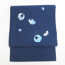 Load image into Gallery viewer, Nagoya obi pure silk blue embroidery butterfly pattern