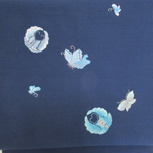 Load image into Gallery viewer, Nagoya obi pure silk blue embroidery butterfly pattern