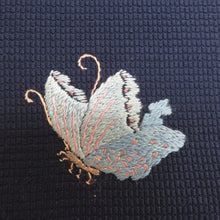 Load image into Gallery viewer, Nagoya obi pure silk blue embroidery butterfly pattern