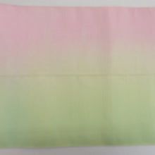 Load image into Gallery viewer, Nagoya Obi Obi Hakkomi Silk Silk Bokashi Yellow Green x Light Pink Color Length 360cm