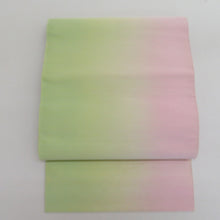 Load image into Gallery viewer, Nagoya Obi Obi Hakkomi Silk Silk Bokashi Yellow Green x Light Pink Color Length 360cm