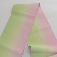 Load image into Gallery viewer, Nagoya Obi Obi Hakkomi Silk Silk Bokashi Yellow Green x Light Pink Color Length 360cm