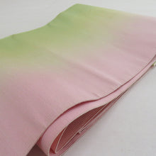 Load image into Gallery viewer, Nagoya Obi Obi Hakkomi Silk Silk Bokashi Yellow Green x Light Pink Color Length 360cm