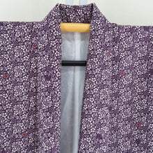 Load image into Gallery viewer, Komon lined polyester wide collar small flower pattern purple x white wash kimono tailor