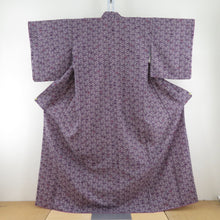 Load image into Gallery viewer, Komon lined polyester wide collar small flower pattern purple x white wash kimono tailor