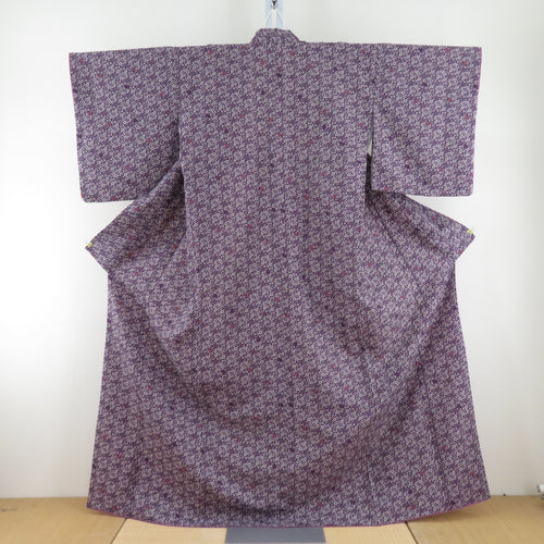 Komon lined polyester wide collar small flower pattern purple x white wash kimono tailor