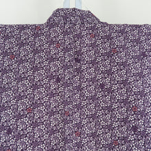 Load image into Gallery viewer, Komon lined polyester wide collar small flower pattern purple x white wash kimono tailor