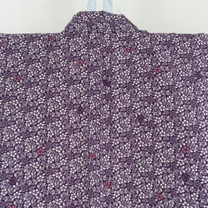 Komon lined polyester wide collar small flower pattern purple x white wash kimono tailor