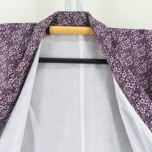 Load image into Gallery viewer, Komon lined polyester wide collar small flower pattern purple x white wash kimono tailor