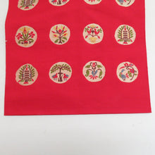 Load image into Gallery viewer, Nagoya Obi Hakkomi Obi Red X multi -colored ethnic toning round and bird pattern six -handed pure silk length 366cm