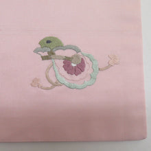 Load image into Gallery viewer, Nagoya Obi embroidery pattern Purgeous puped seal and shogi bird helmet pattern, such as pink multicolor pastel -based pure silk length 365cm