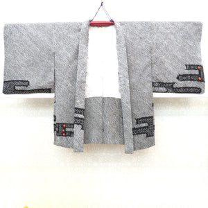 Haori silk squeezed black x white x red kimono coat kimono kimono kimono kimono kimono kimonos