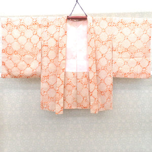 Haori silk squeezed white x orange kimono coat kimono kimono kimono kimono kimonos