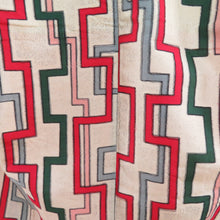 Load image into Gallery viewer, Komon Antique Antique Ena Meisen Kimono Lined Cream Color x Red x Pink x Green Geometric Pattern Bee Collar 147cm