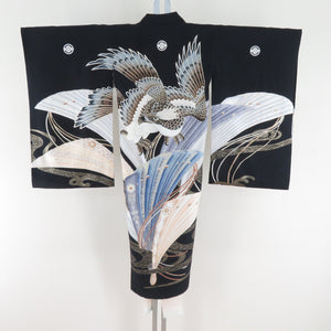 Children's kimono boys children's kids One body with undergarment x gray pure silk fan and hawk -like boys 753 celebration 97cm