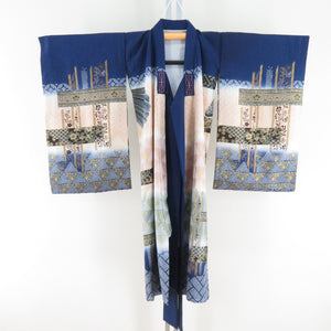 Children's kimono boys children's kids one squeezed blue x multicolor pure silk hawk