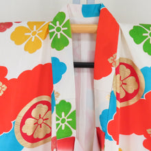 Load image into Gallery viewer, Children&#39;s kimono girls four -piece silk white x multicolor flower sentence