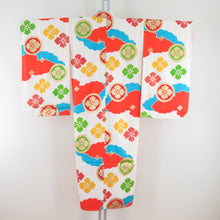 Load image into Gallery viewer, Children&#39;s kimono girls four -piece silk white x multicolor flower sentence