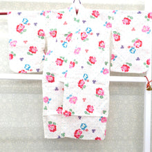 Load image into Gallery viewer, Yukata Children&#39;s Yukata Girls Cotton Ripple Fabric White Pink Blue Red Flower Summer Summer Girls For Girls Costume Cute Festival Study 93cm