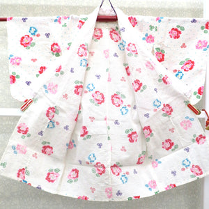 Yukata Children's Yukata Girls Cotton Ripple Fabric White Pink Blue Red Flower Summer Summer Girls For Girls For Costume Cute Festival Study 93cm