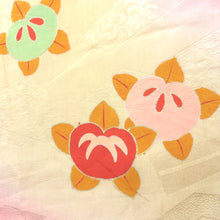 Load image into Gallery viewer, Children kimono Antique Kimono Kimono Kimono girl kimono girls&#39; kimono ball pattern flower rose rose rose rose paulownia light yellow retrofessions 116cm