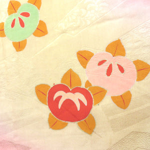 Children kimono Antique Kimono Kimono Kimono girl kimono girls' kimono ball pattern flower rose rose rose rose paulownia light yellow retrofessions 116cm