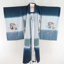 Load image into Gallery viewer, Children&#39;s kimono boys children&#39;s kids One body with undergarment blue x gray pure silk hawks