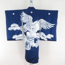 Load image into Gallery viewer, Children&#39;s kimono boys children&#39;s kids with undergarments blue x white x silver pure silk hawk -like boy boys 753 celebration 98cm