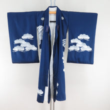 Load image into Gallery viewer, Children&#39;s kimono boys children&#39;s kids with undergarments blue x white x silver pure silk hawk -like boy boys 753 celebration 98cm